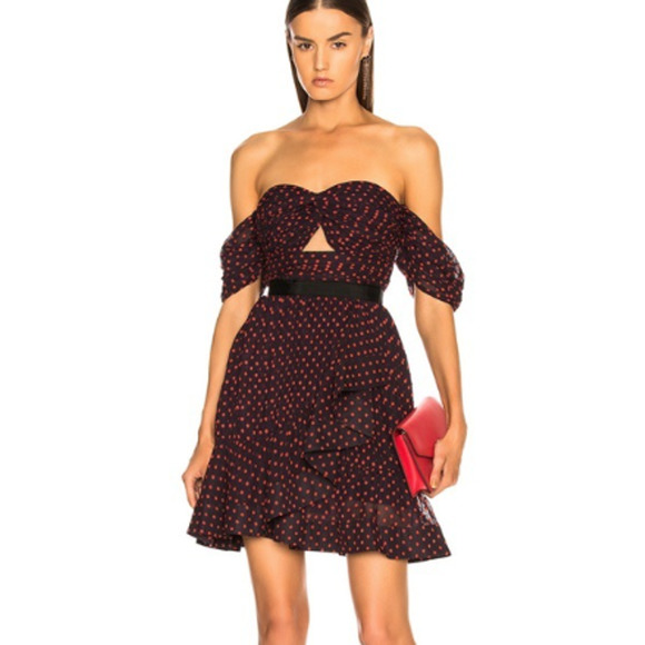 Self Portrait Plumetis Off Shoulder Mini Dress Womens US4 - Picture 2 of 14